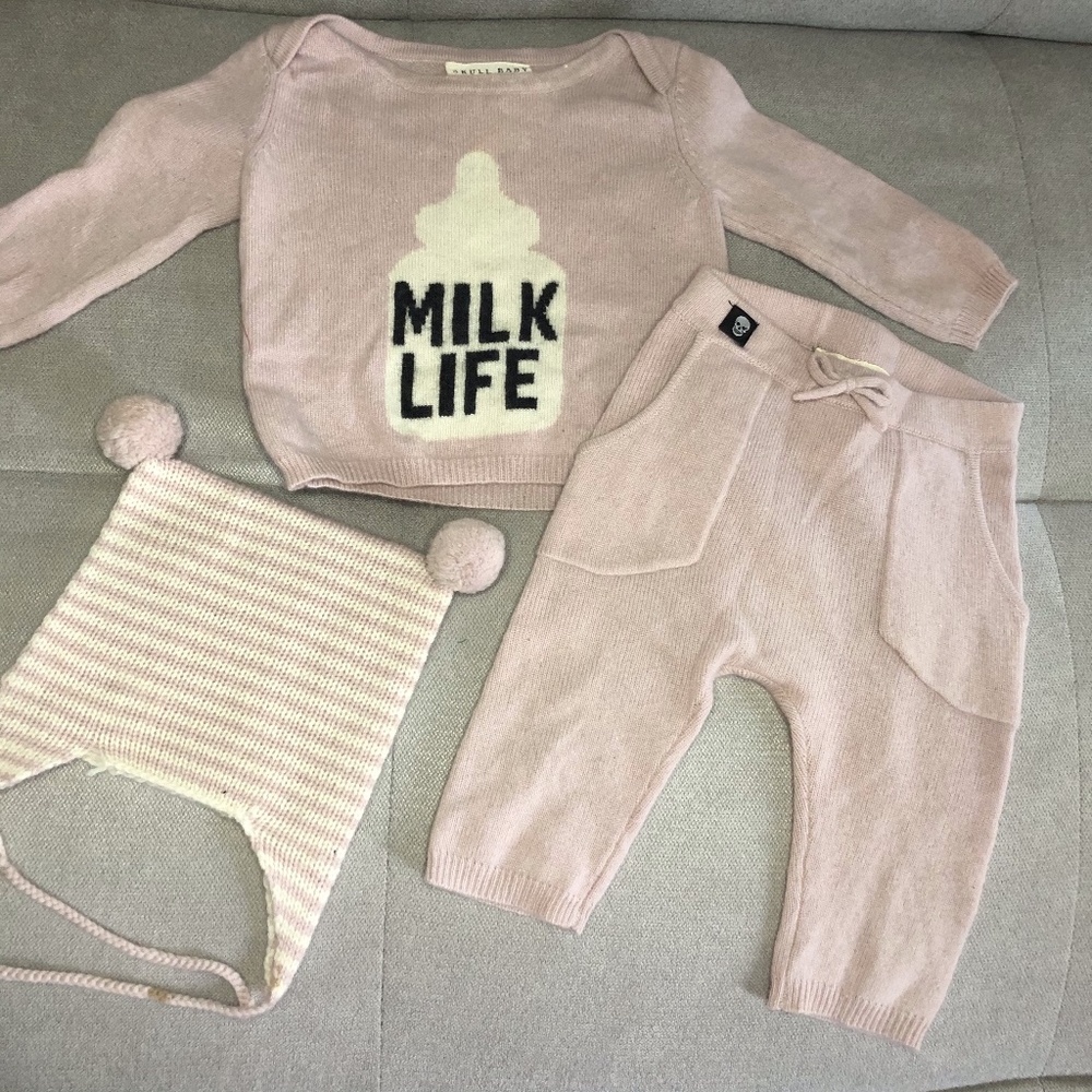 Skull Baby 360 Cashmere 3 piece Pink Milk Life Set